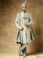 Pista Embroidered Sherwani Set Men's Wedding Sherwani b...