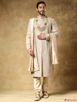 Golden Embroidery Sherwani Set Men's Wedding Sherwani b...