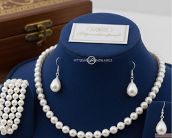 Elegant Single Layer Pearl Necklace Set