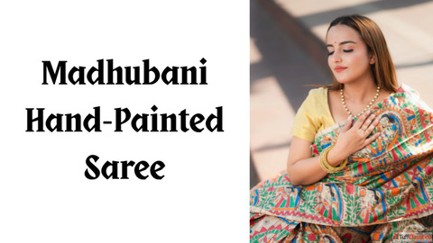 Elegance Wrapped in Art Madhubani Hand-Painted Saree