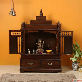 Designer Teak Wood Temple for Home - Buy Online