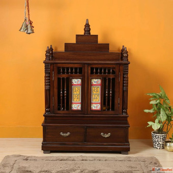 Designer Teak Wood Temple for Home - Buy Online