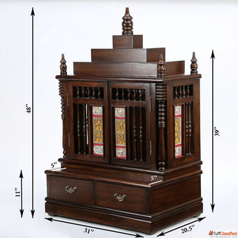 Designer Teak Wood Temple for Home - Buy Online