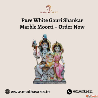 Pure White Gauri Shankar Marble Moorti - Order Now