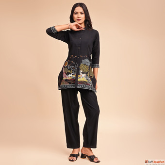 Peach Petals Co-Ord Slate Gray