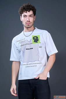 White Mystic Oversize Durable 100 Cotton Modern Oversize Tee for Men