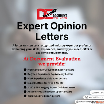 Expert Opinion Letter Services for USCIS Visa Petitions Document Evaluation