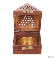 Wooden with Brass Bowl Cone Burner with Decorative Jali Desi...
