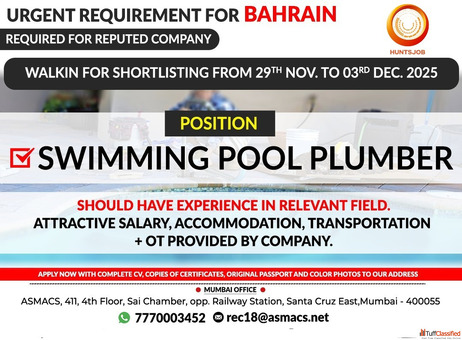 Bahrain Job Vacancy for Indians Apply Now with Hunts Job