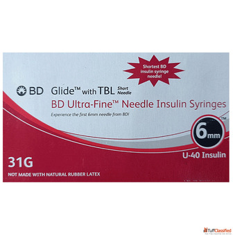 BD Glide with TBL Ultra-Fine Needle Insulin Syringes U40 31G 6mm - Exporter for Hospitals Clinics