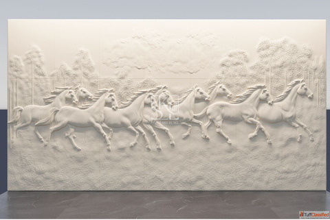 Majestic 9 Horses Stone Cladding by Stone Art By SKL