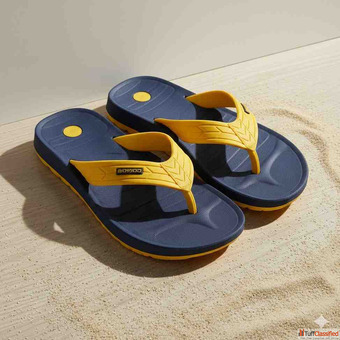 Comfort Meets Style Navy-Yellow Men's Flip-Flops