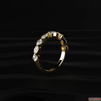 Round And Marquise Shape Diamond Half Eternity Ring