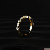 Round And Marquise Shape Diamond Half Eternity Ring