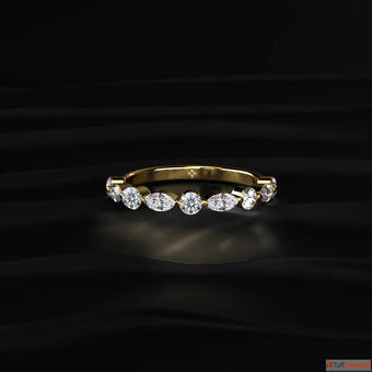 Round And Marquise Shape Diamond Half Eternity Ring