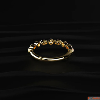 Round And Marquise Shape Diamond Half Eternity Ring