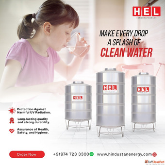 1000 Litre Stainless Steel Water Tank Steel Water Tank - Hindustan Energy