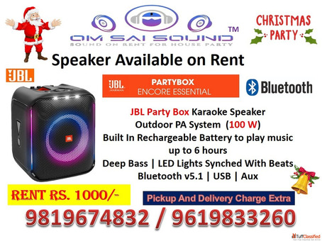 Speaker on Rent for Christmas Party - JBL PartyBox Encore Essential