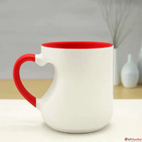 Personalized Heart Cut Handle Printed Mugs