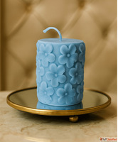 Derben Clove Blue Floral Scented Pillar Candle for Party