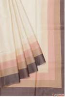 Buy Cream Colour Plain Saree Online Mavuri's