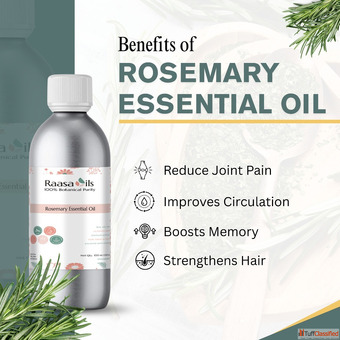 Rosemary Essential Oil - Boost Focus Hair Growth Natural Wellness Raasa Oils