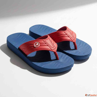 Men's Blue-Red Flip-Flops - Sporty Comfort for Everyday Wear