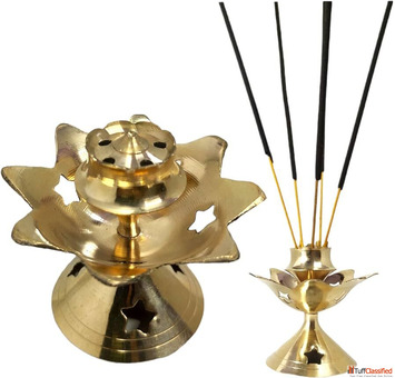 NAVAASH Brass Agarbatti Stand Brass Incense Holder Gold