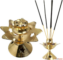 NAVAASH Brass Agarbatti Stand Brass Incense Holder Gold