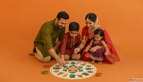 Buy ReadyMade Rangoli at Best Price - Cock Colours