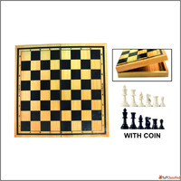 Foldable Wooden Chess Board with Coins