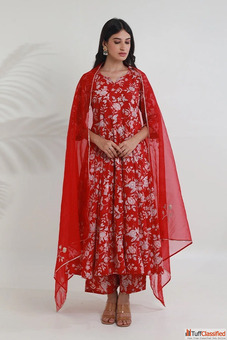 Buy Chanderi Anarkali Suit Online Party Wear Anarkali Suit