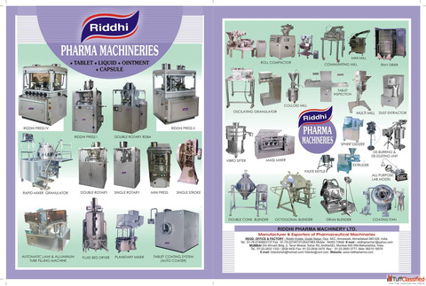 Pharma Machinery by Riddhi Pharma - Trusted Quality