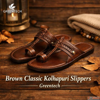 Buy Classic Kolhapuri Slippers Slip On Sandals In Brown For ...