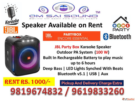Speaker on Rent for DJ Karaoke Nights - JBL PartyBox Encore Essential