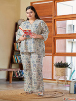 Buy Cotton Printed Tunic Kurta Trouser Co-Ord Set For Women ...