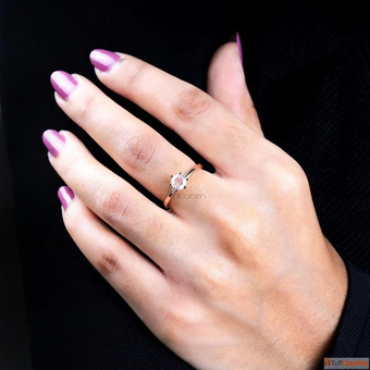 Round Rose Cut Salt and Pepper Lab Diamond Ring - TheMinimalCarbon