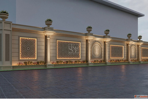 Modern Outdoor Boundary Wall - Boundary Wall Concept 1 by Stone Art By SKL