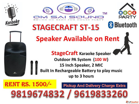 Speaker on Rent for DJ Karaoke Nights - Stagecraft ST 15