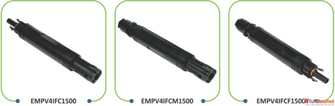PV solar straight inline fuse connectors - 1500 V elmex