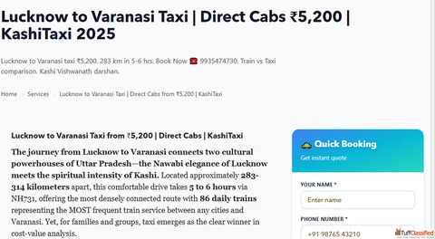 Taxi Service from Lucknow to Varanasi - Safe Comfortable Affordable Travel