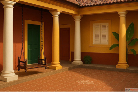 Bright and Neutral Colours in Chettinad-Style Exteriors - Indicus Paints