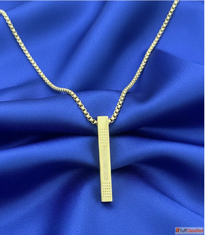 Gold Bar Pendant Necklace for Men