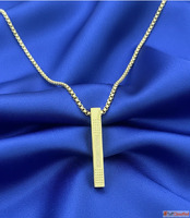 Gold Bar Pendant Necklace for Men