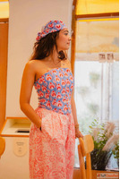 Buy Women Blue Hand Block Corset Top For Valentine's Da...