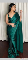 Elegant Green Satin Saree for Parties Festive Occasions