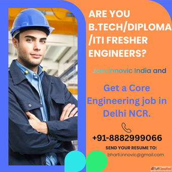 Job Openings for B.TechDiplomaITI Fresher Engineers in Delhi NCR.