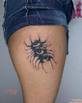 Abstract Eye Tattoo with Bold Symbolic Design Minimalist Tattoo Artist in Chennai - Irezumi Tattoo S