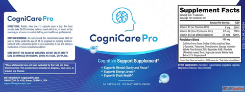 CogniCare Pro - Advanced Brain Power Supplement for Memory Focus Mental Clarity