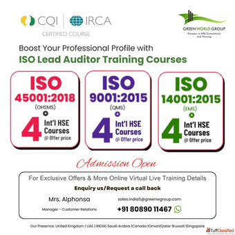 CQI IRCA Certified ISO Lead Auditor Courses in Kochi Green World Group